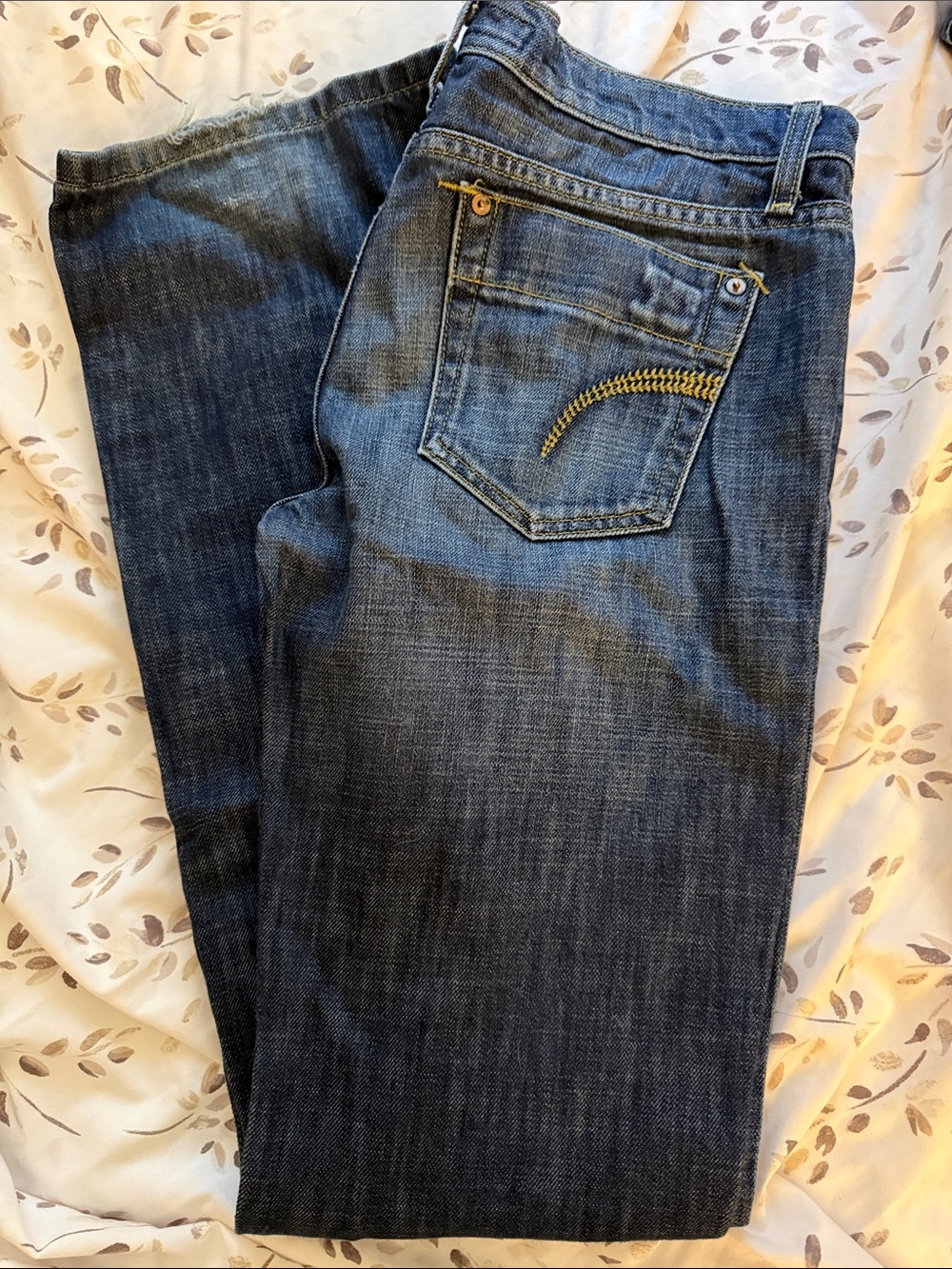 Joe's Jeans Dark Blue Denim with Yellow Pocket Stitch